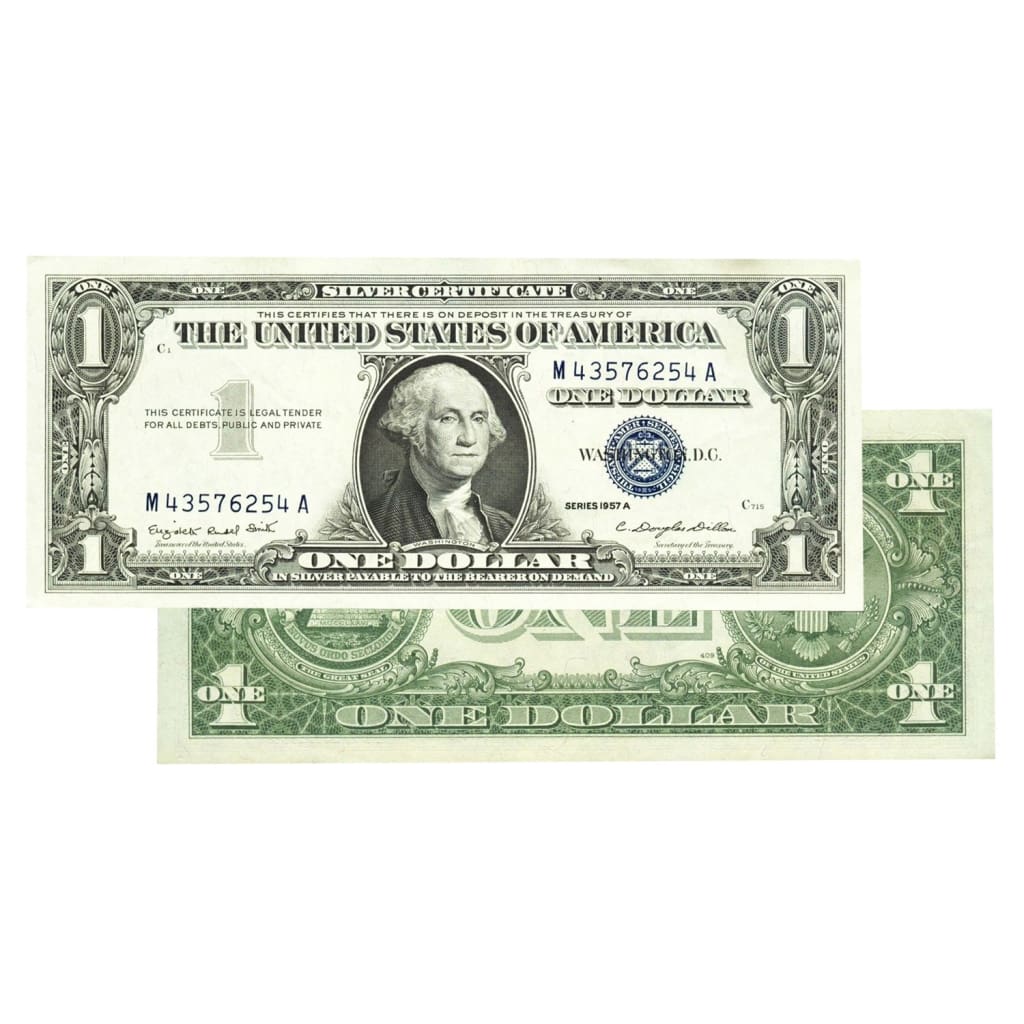 1957 $1 One Dollar Silver Certificate Blue Seal, Uncirculated Conditio