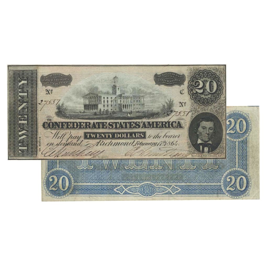 1864 Confederate States 20 dollar Note