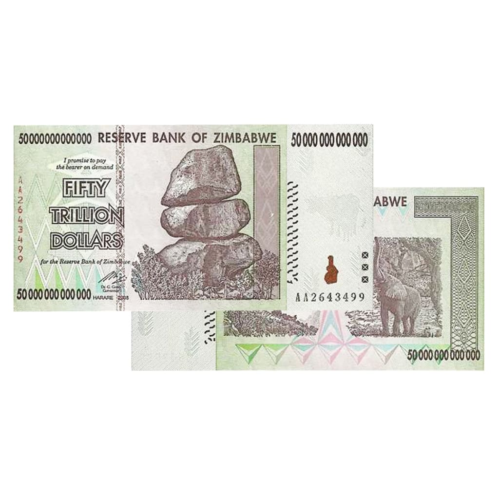 50 Trillion Zimbabwe Banknotes 2008 Aa Series Uncirculated