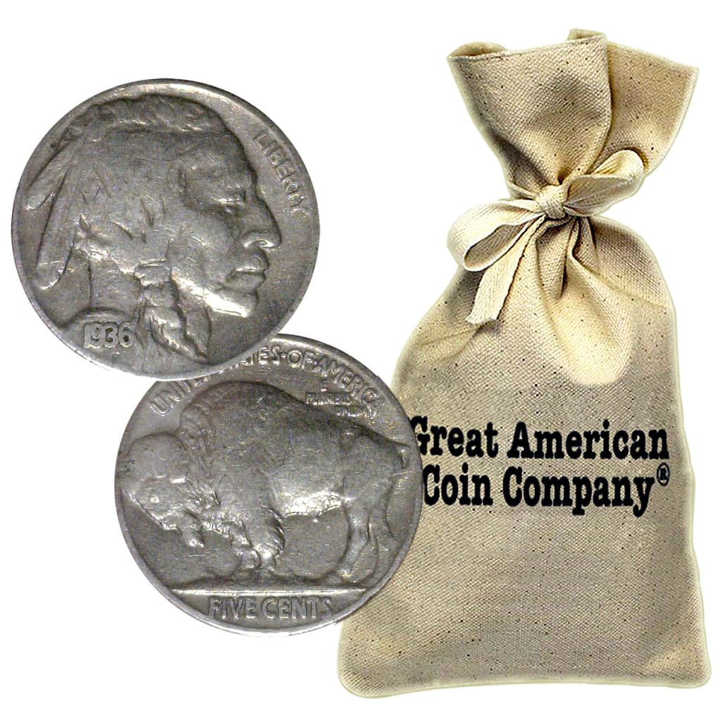 Bag of 500 Buffalo Nickels Full Date Circulated – Great American