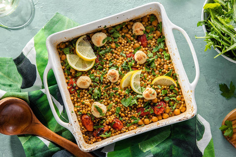 LEMONY COUSCOUS WITH ROASTED TOMATOES AND SCALLION