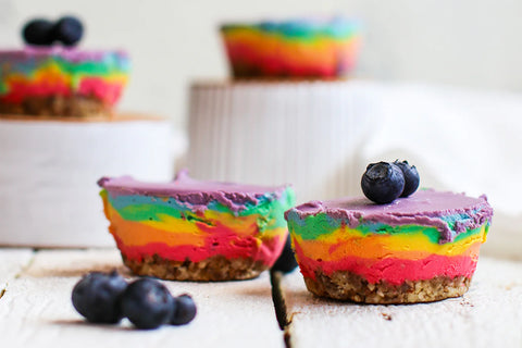 MINI RAINBOW CHEESECAKES