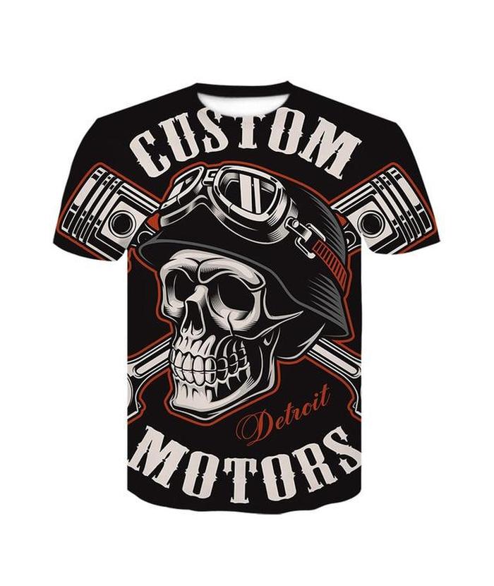 T-Shirt Tête de Mort Moto Custom