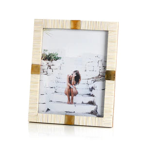Bone and Brass Photo Frame/ 8"x10" - SHANTY SHOPPE - Brass Photo Frame