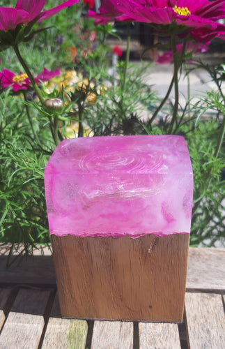 Pink Recycled Wood and Resin Light