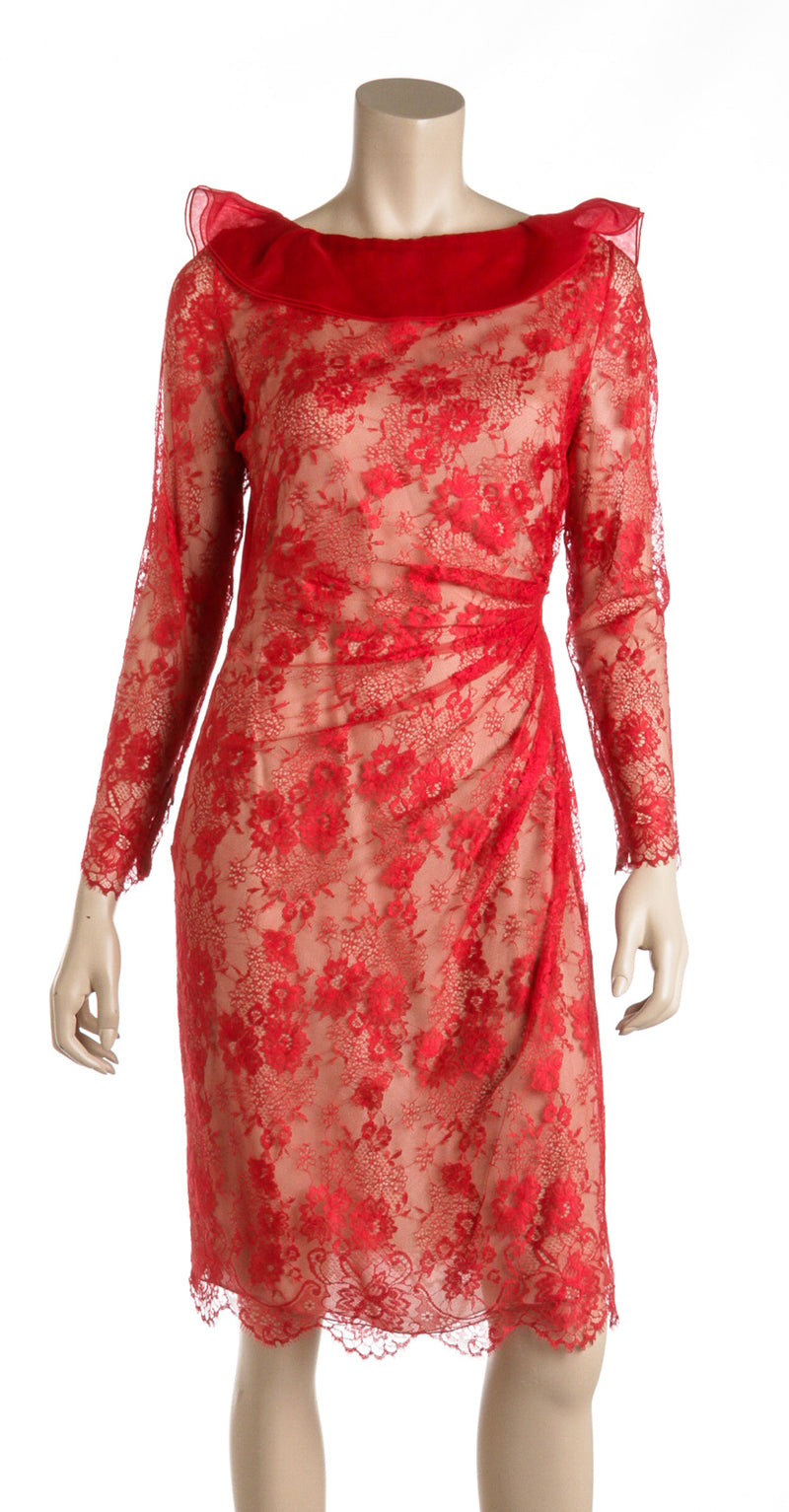 valentino red lace dress