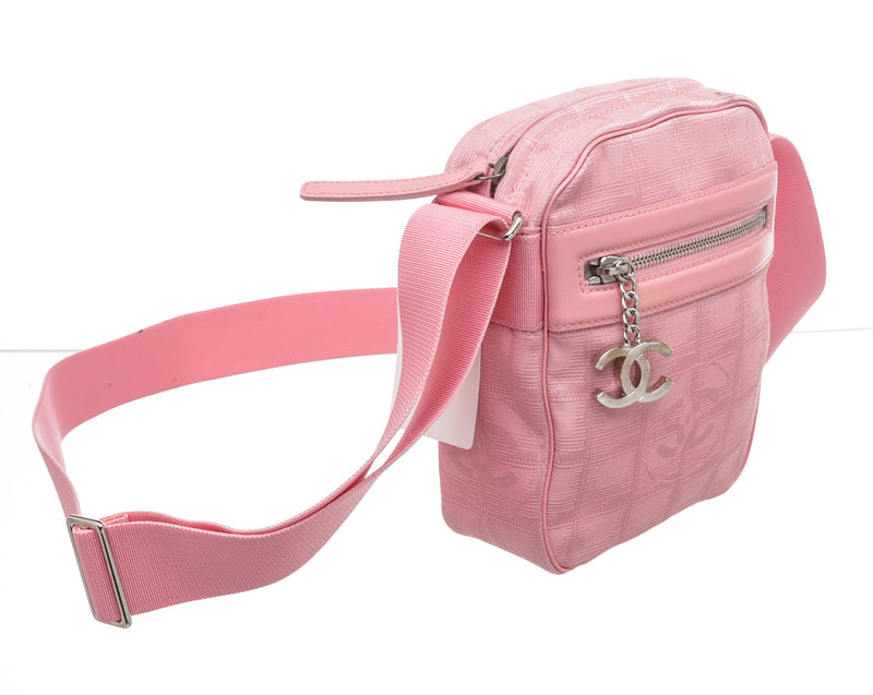 Vintage Chanel Pink CC Canvas Fabric Sport New Travel Line Crossbody B – On  Que Style