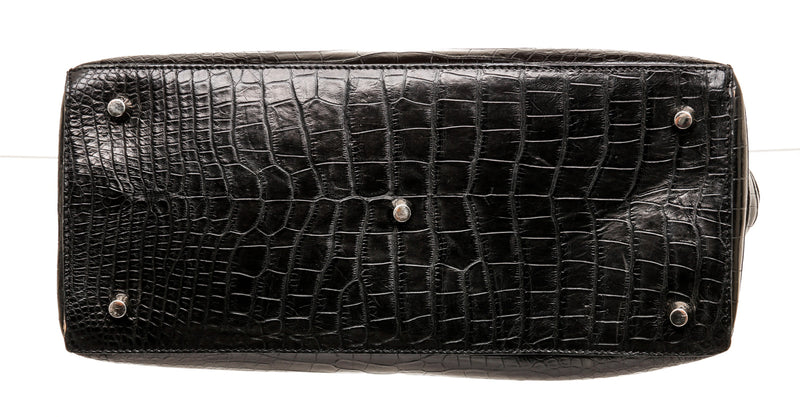 Italian Designer Black Crocodile Tote Bag