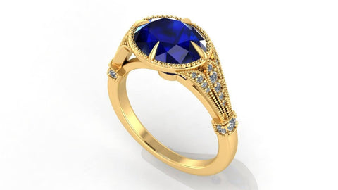 Diamond and sapphire custom engagement ring-Caleesi Designs Jewelers-Austin Tx