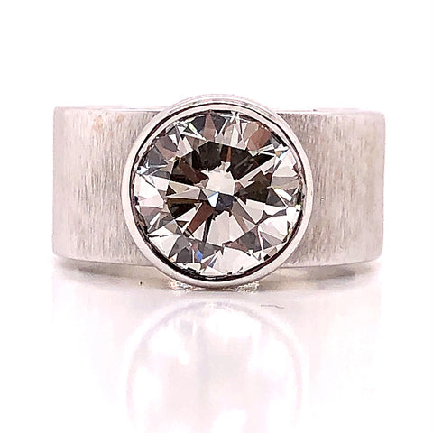 white gold diamond bezel set wide band custom engagement ring