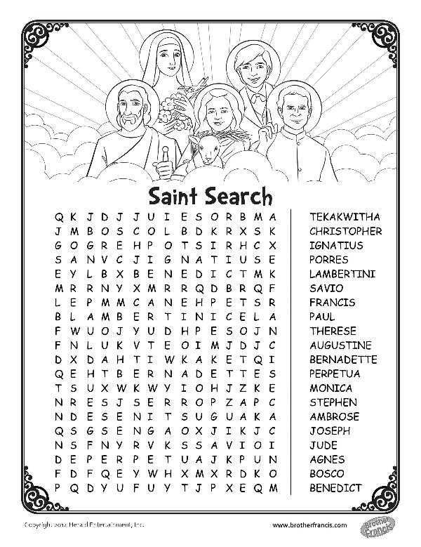 download and print saints word search brother francis