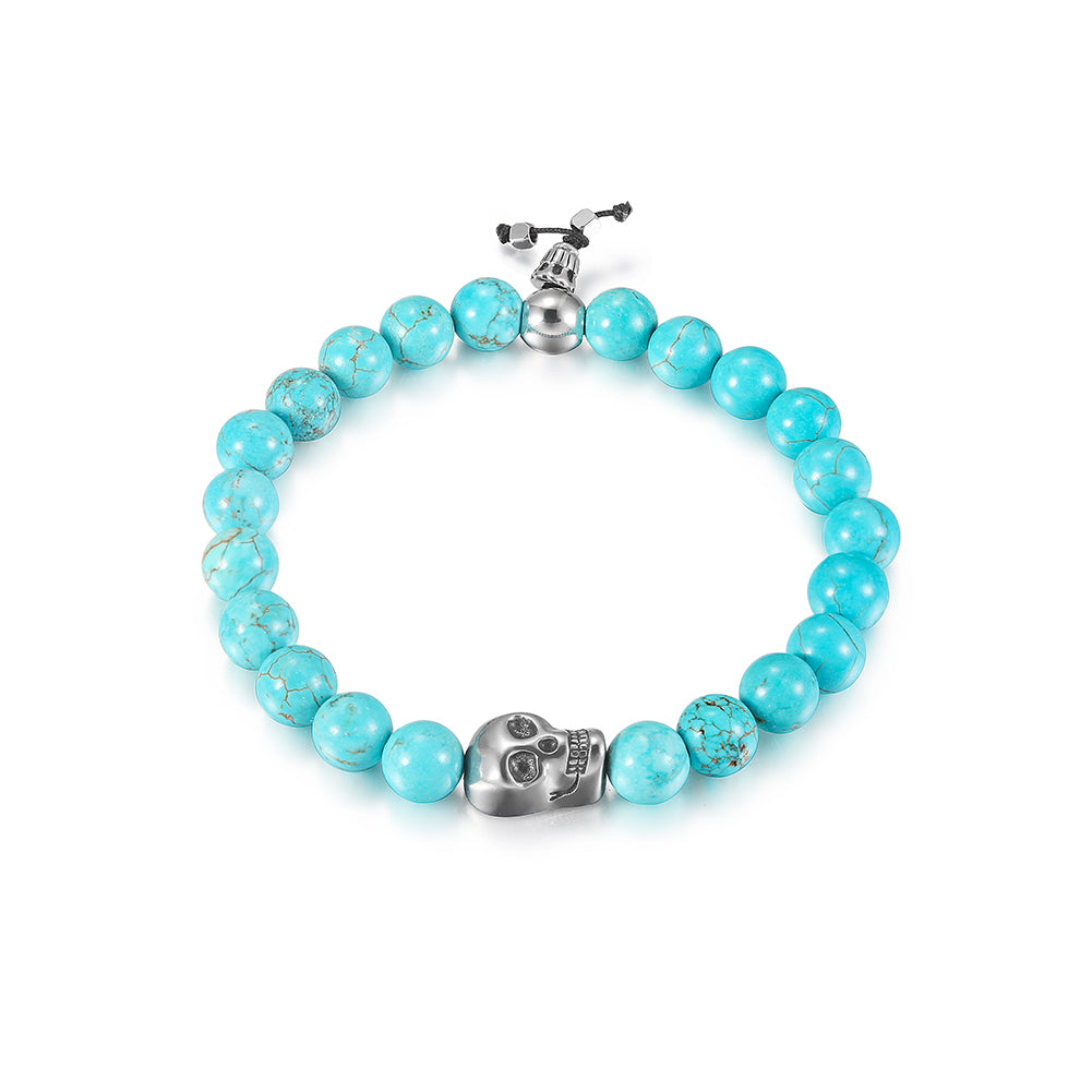 Skull Turquoise Bead Stretch Bracelet – Ciunofor
