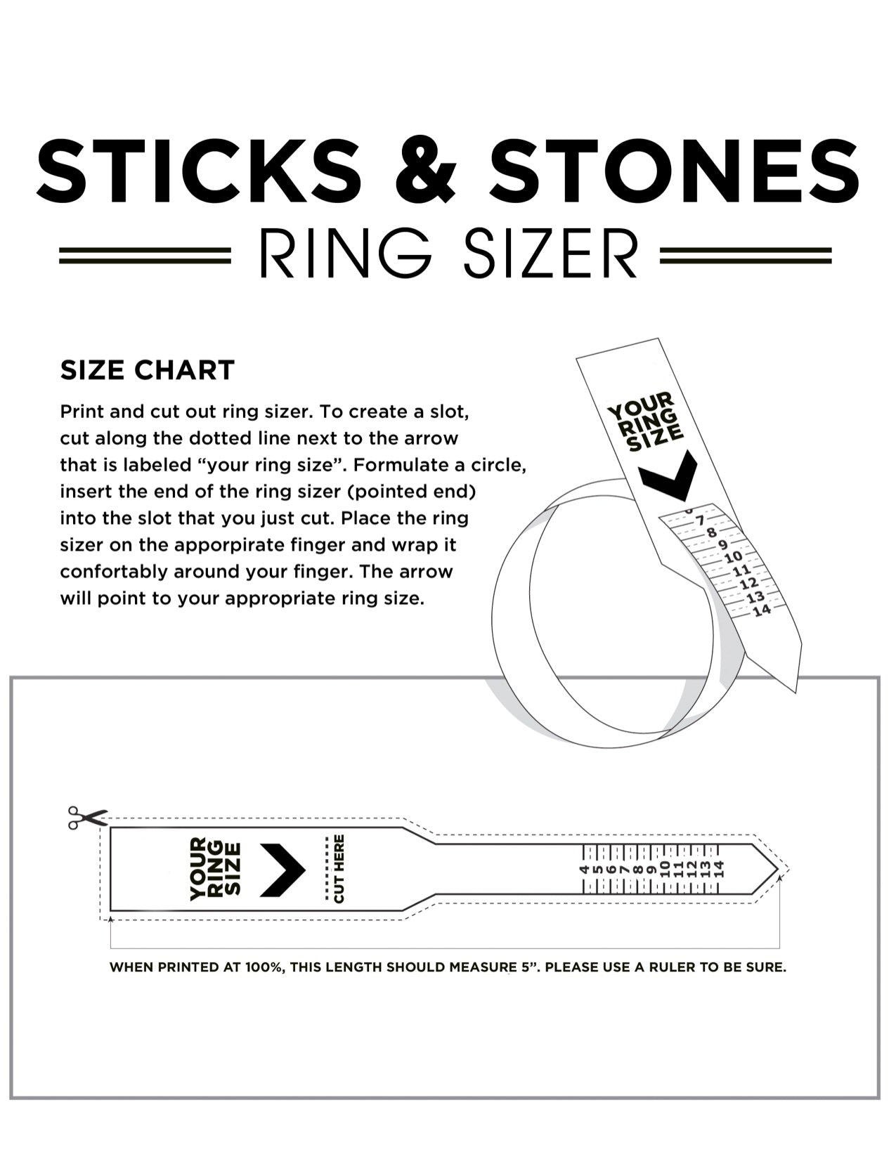 Sticks & Stones At-Home Ring Sizer