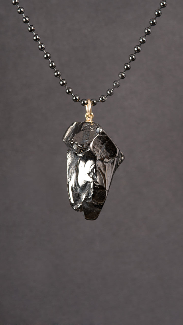 Back of Shungite and Diamond Necklace