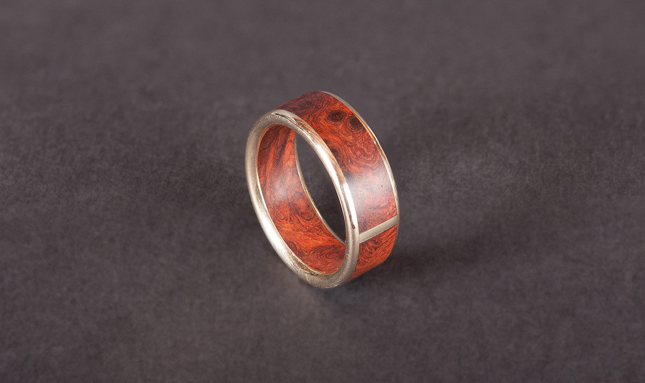 Amboyna Burl Ring with Gold Sides