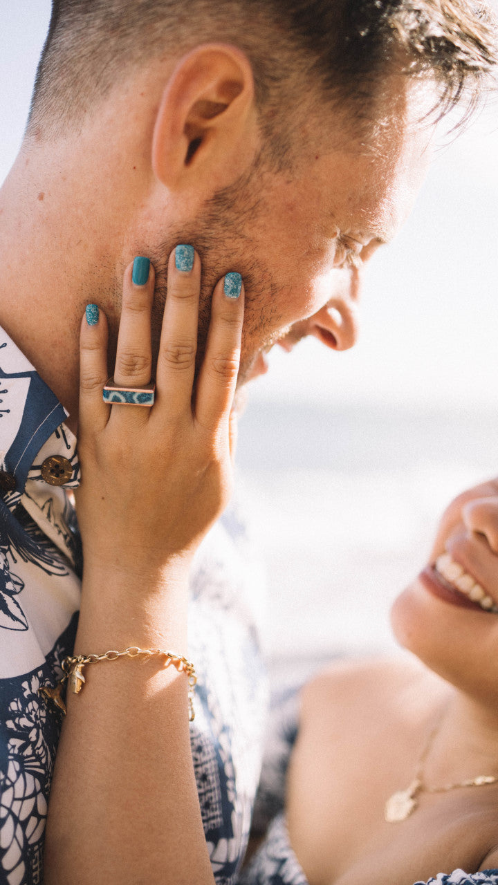 Blue Brain Coral Engagement Ring