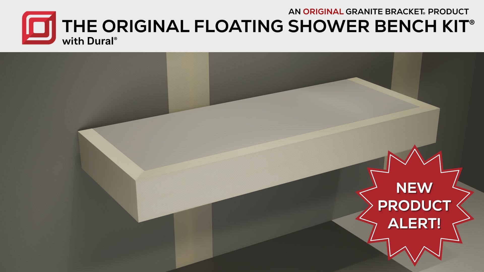 *NEW* The Original Floating Shower Bench Kit® with Dural Tilux Board® - Original Shower Bench Bracket® - The Original Granite Bracket U product image