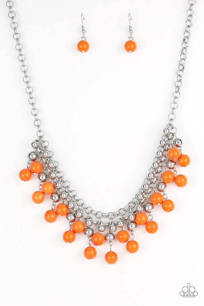 orange and silver necklace paparazzi