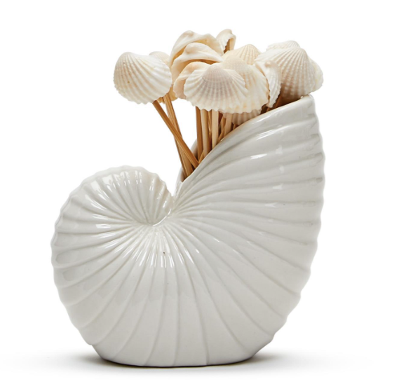 Nautilus Shell with 20 Seashell Picks