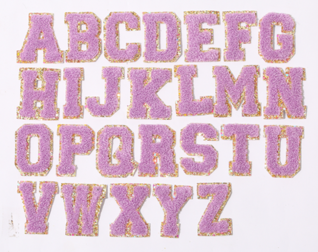 Hot Pink Chenille Glitter Letters Sticker Sheet - Trendy Transfers