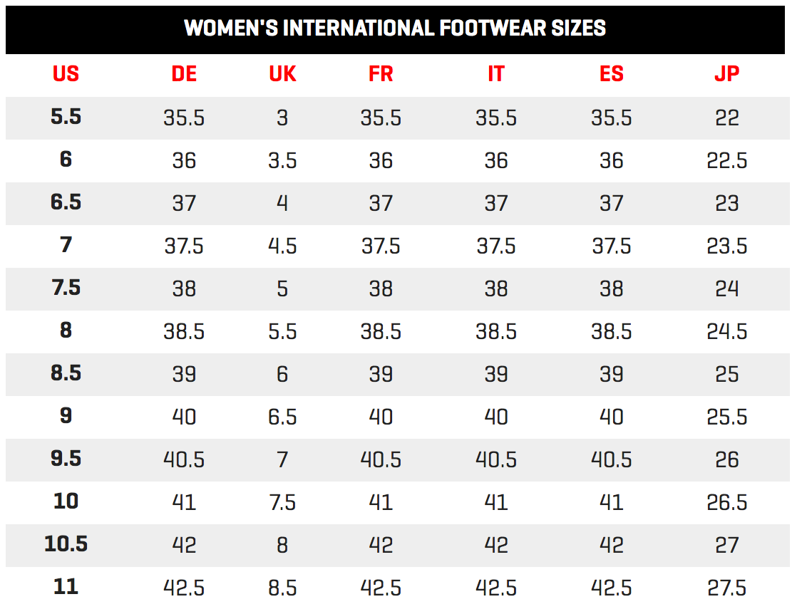 puma short size chart