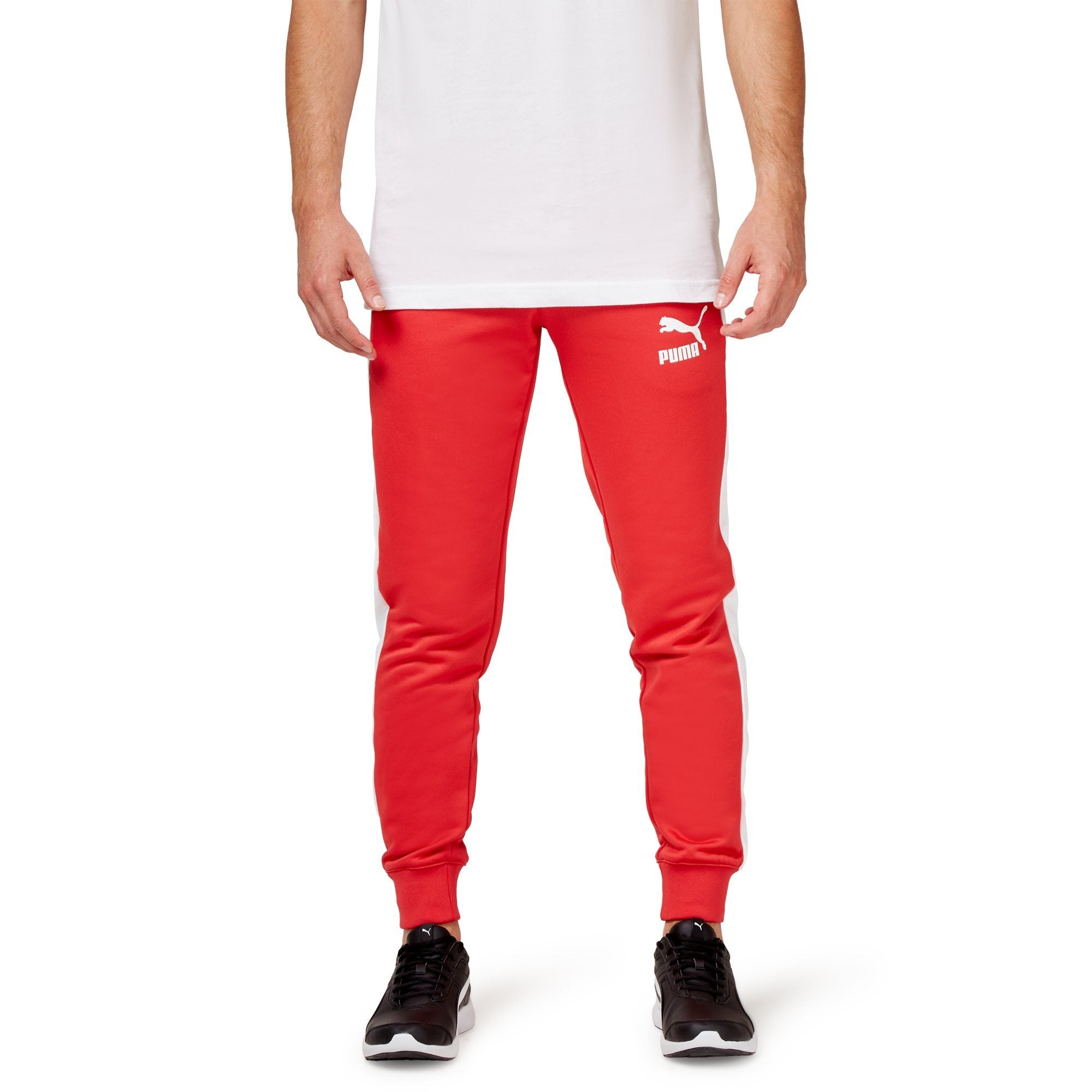 red puma track pants