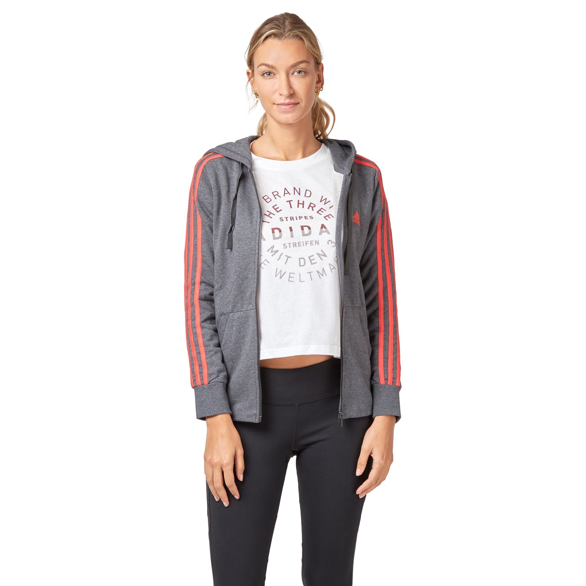 adidas women's 3 stripes hoodie