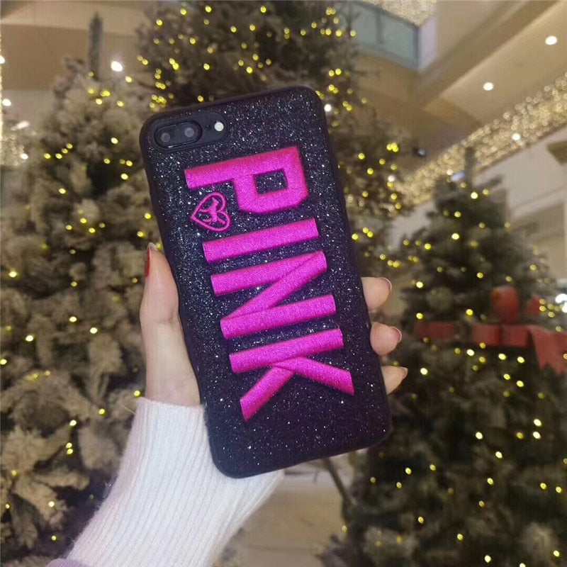 Fashion Victoria Secret Bling Vs Pink Glitter Phone Cover For Iphone 6 Western Cases