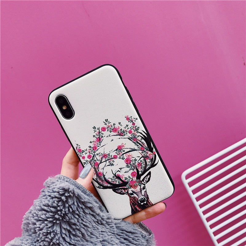 floral deer skull coque iphone 6