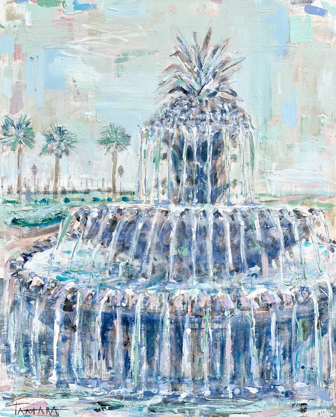 Pineapple Fountain Print on Canvas
