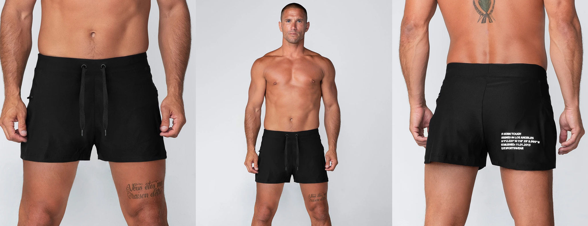 BORN TOUGH PLAIN 5 INCH INSEAM CROSSFIT WORKOUT SHORTS FOR MEN