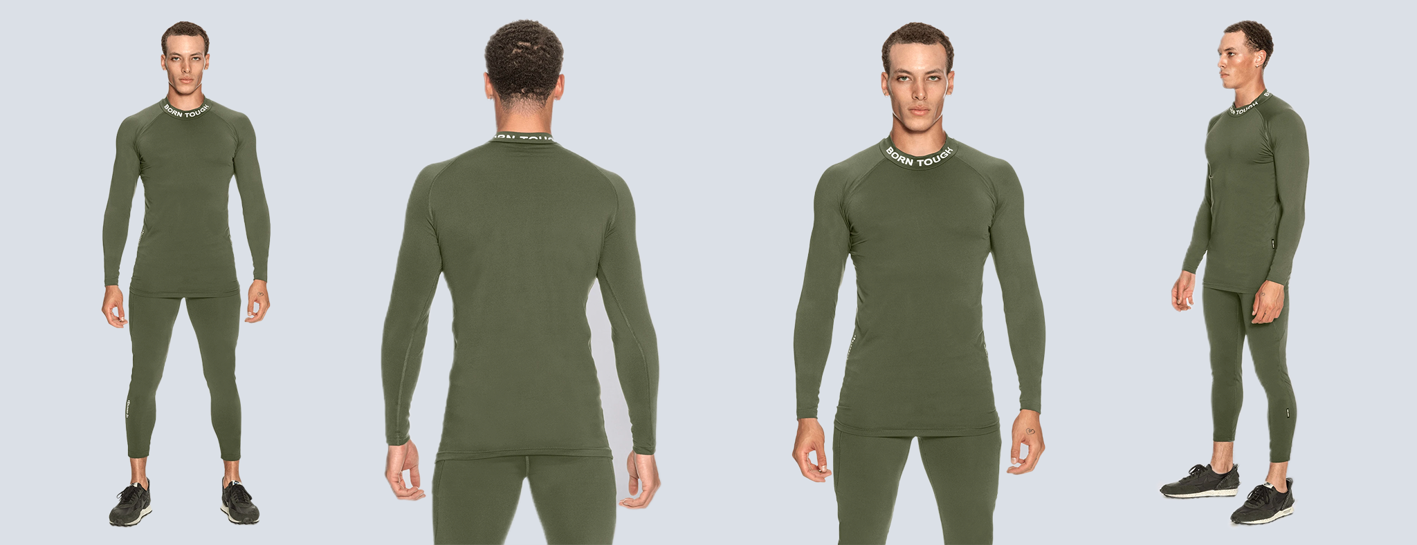 Born Tough Mock Neck Long Sleeve Compression Bodybuilding Shirt