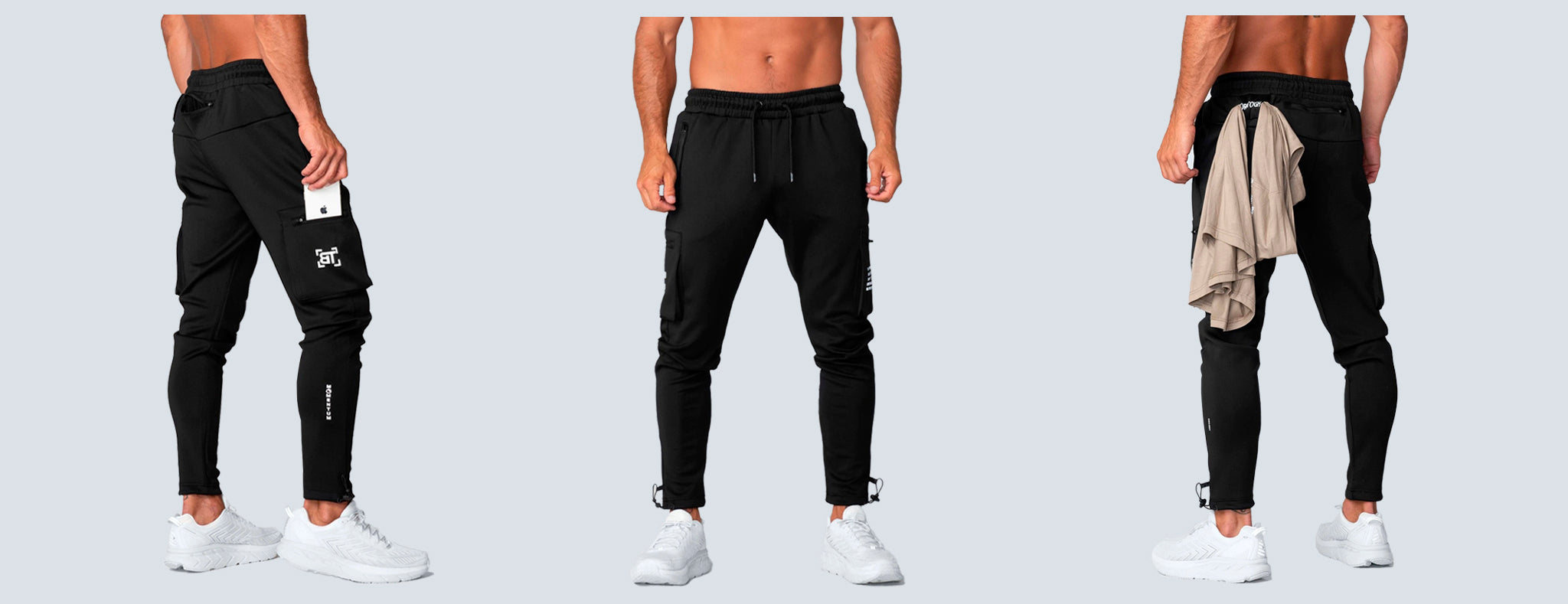 Born Tough Mens Cargo Workout Joggers Pants,Tapered Bodybuilding Gym Cargo  Joggers, Athletic Running Cargo Sweatpants for Men