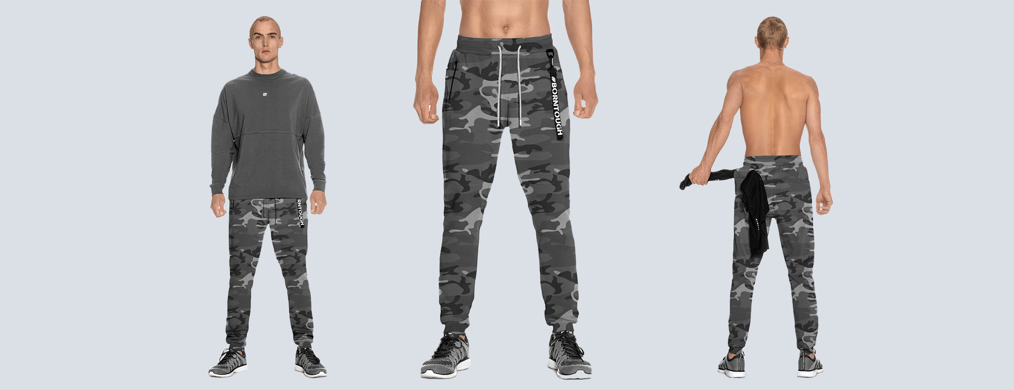 Running Joggers Zippered for Men Camo