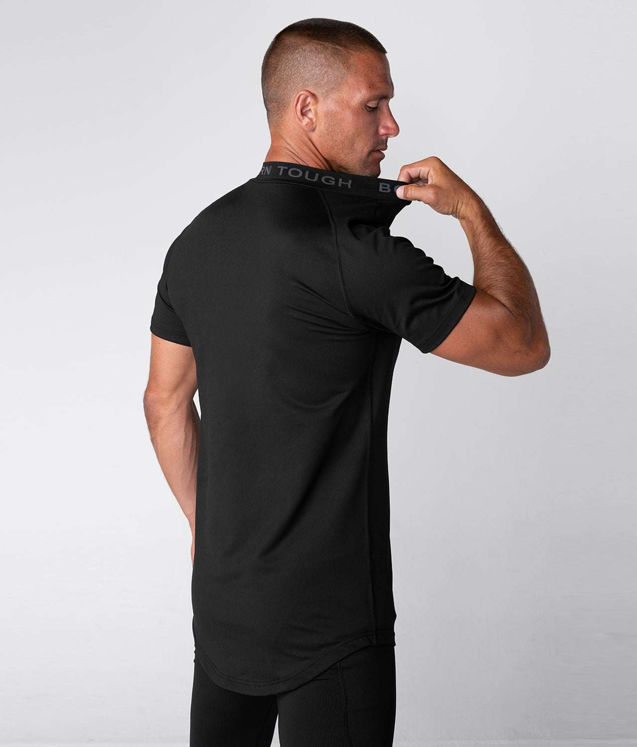 Download Born Tough Mock Neck Short Sleeve Compression Black Gym ...