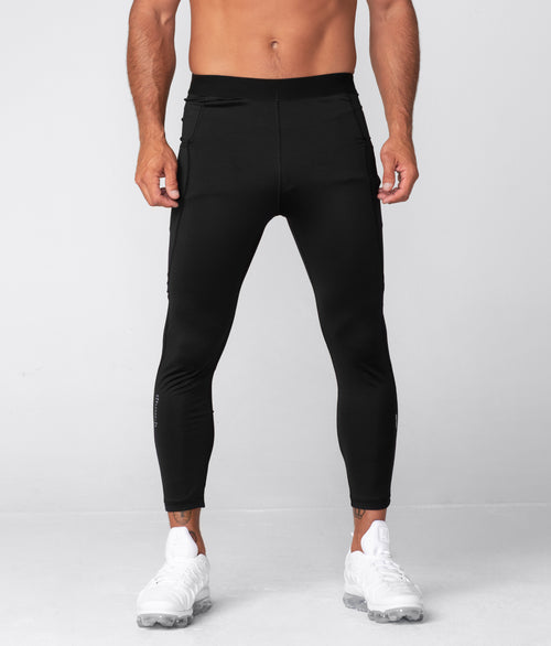 Born Tough Side Pockets Compression Black Gym Workout Pants For Men