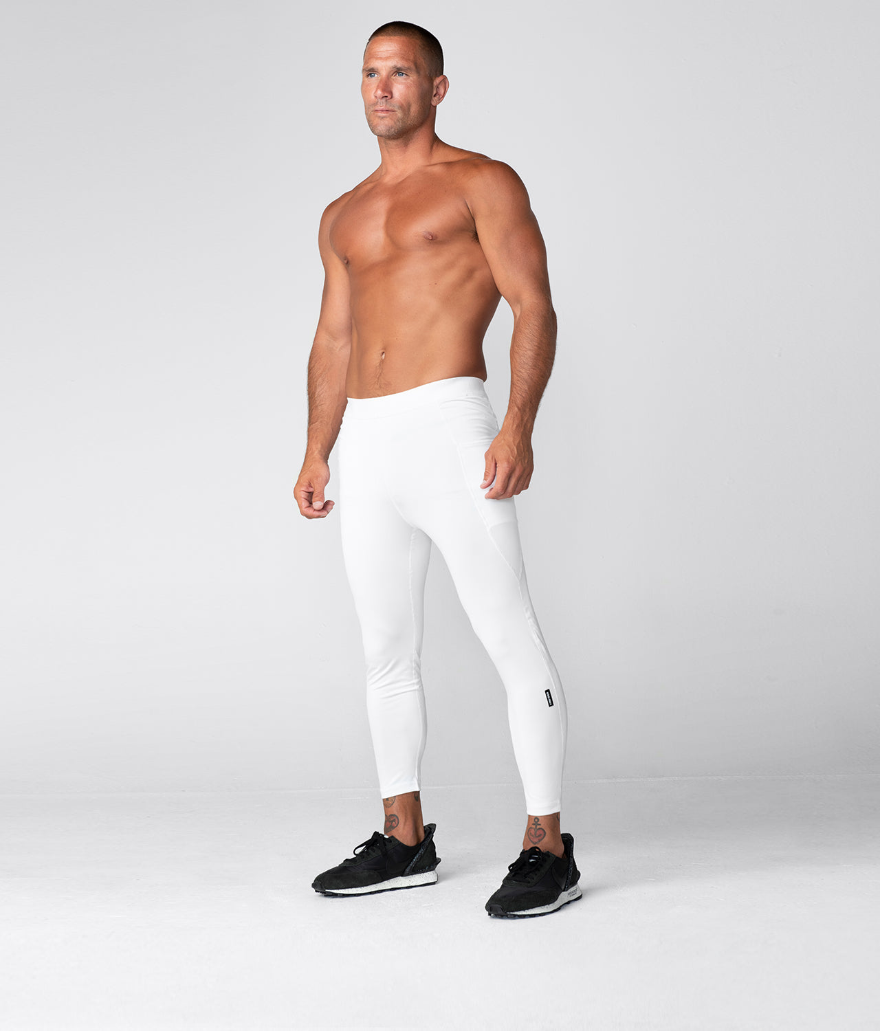 Born Tough Side Pockets Compression White Gym Workout Pants For Men