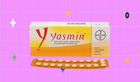 Picture of the Yasmin pill box and tablets