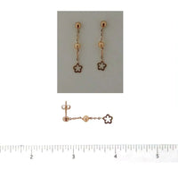 18KT Pink Gold Gold Post with Dangle Pearls and Flower Earring 1 inchAmalia J. & Boutique Earrings