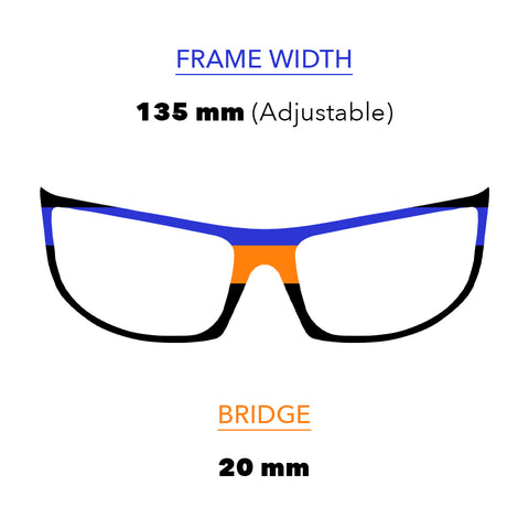 OutLaw Eyewear Fugitive TAC Frame & Bridge Dimensions