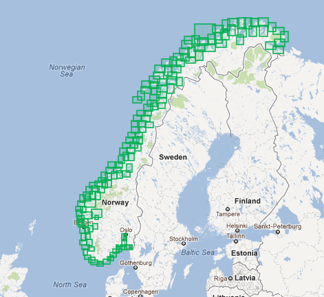 Norwegian Hydrographic Service paper chart coverage