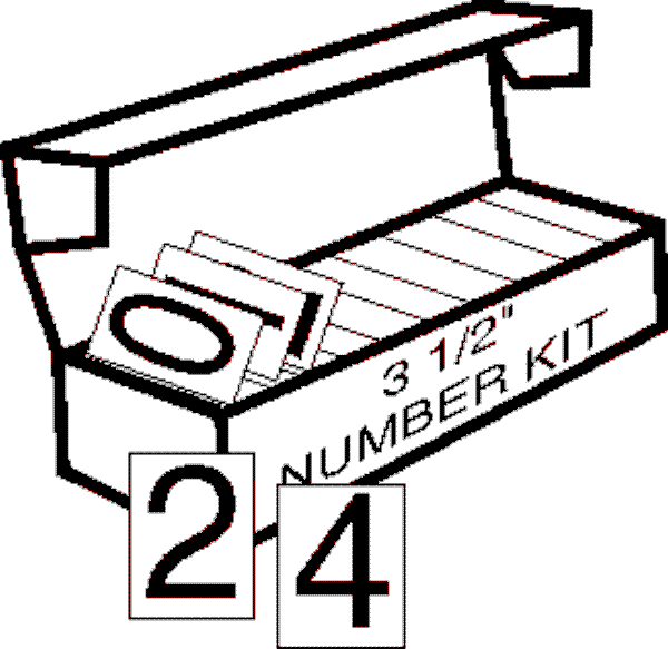 3.5 in White Backed Vinyl Numbering Kit for Placards