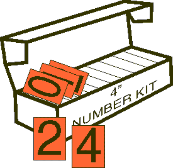 4" Orange Backed Vinyl Numbering Kit for "ORANGE Panels Only"