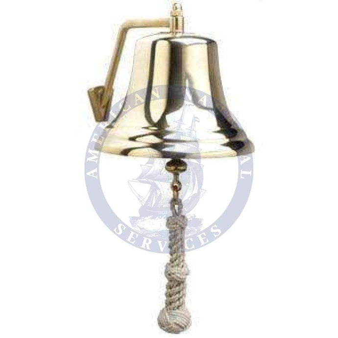 8" Brass Bell with White Lanyard (Weems & Plath 8000)