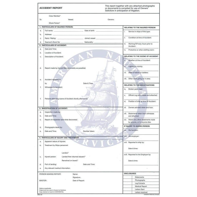 Accident Report Forms Pad