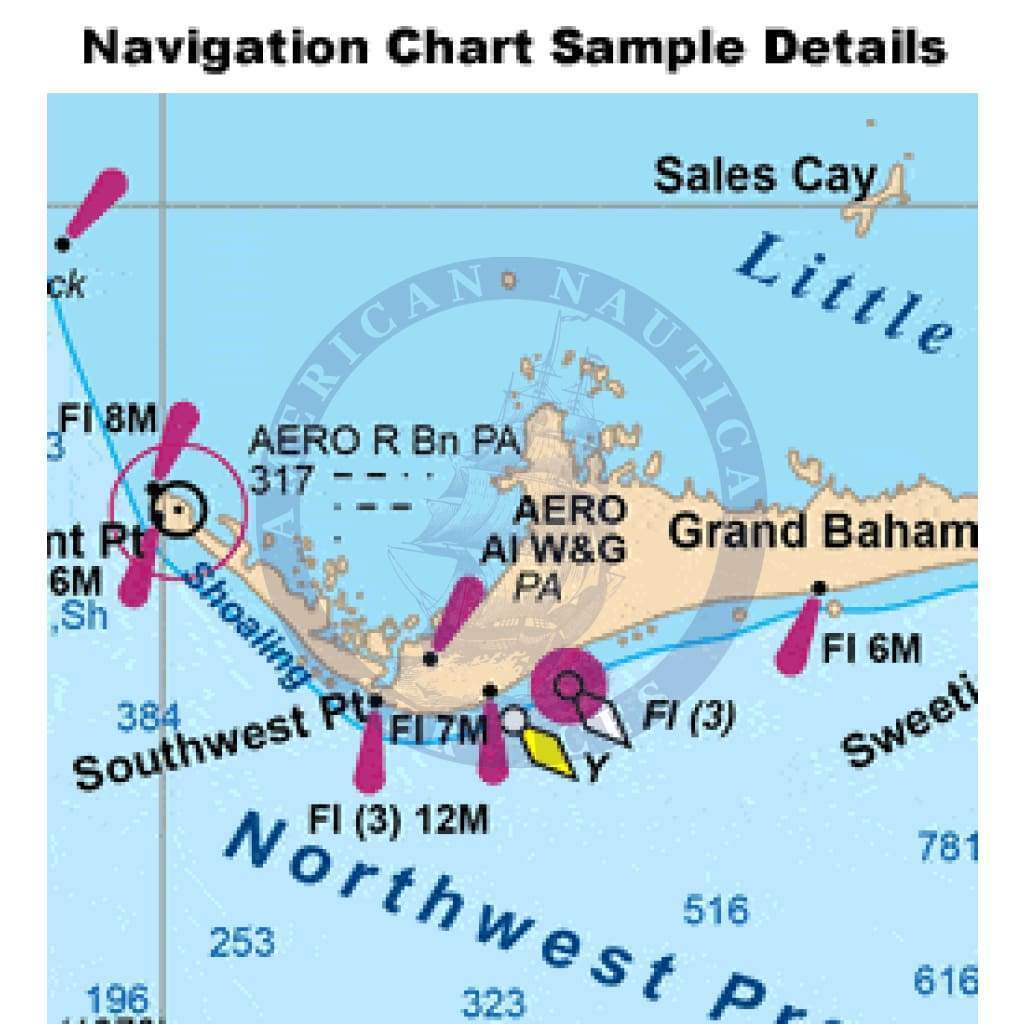 Bahamas Crossing Bimini and West End Navigation Chart 38B Amnautical