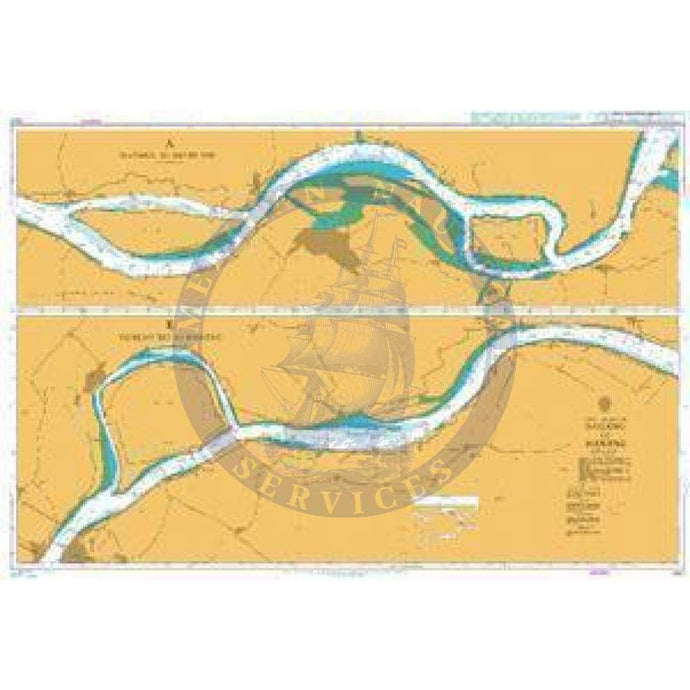 British Admiralty Nautical Chart 1621: China – Chang Jiang, Dagang to Nanjing