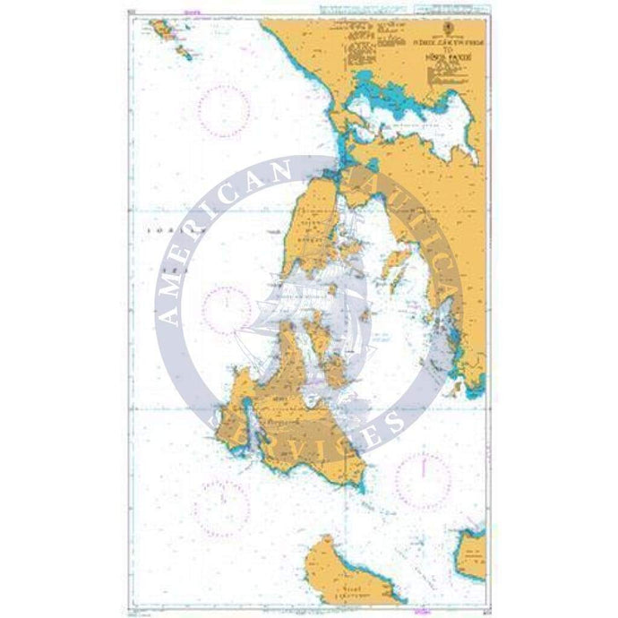 British Admiralty Nautical Chart 203: Nisos Zakynthos to Nisos Paxoi