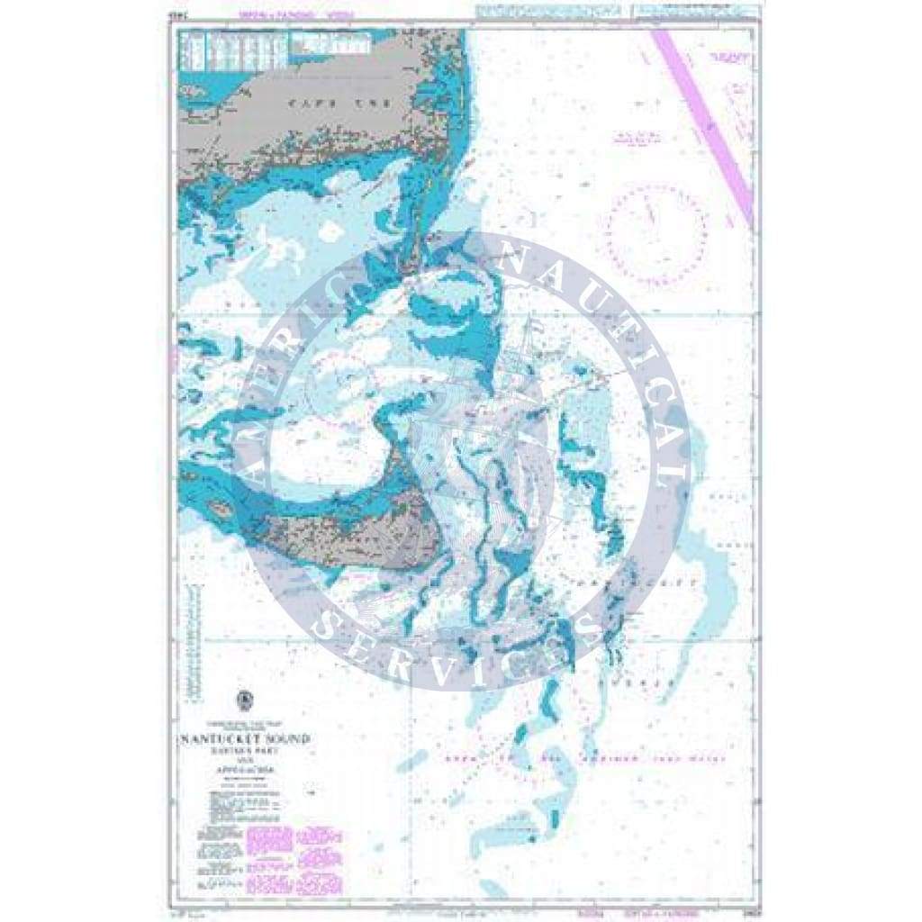 British Admiralty Nautical Chart 2489 Nantucket Sound Eastern Part an