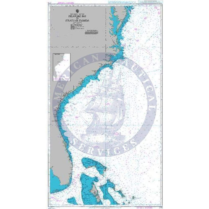 British Admiralty Nautical Chart 2710: Delaware Bay to Straits of Florida